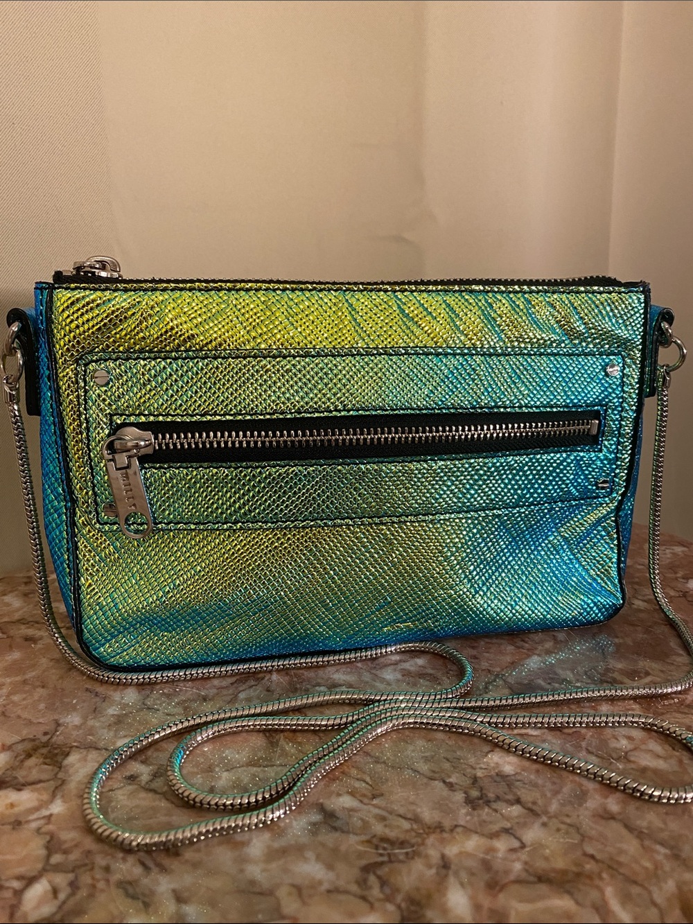 Iridescent Teal-Green Crossbody Bag